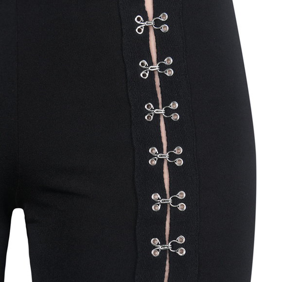 Distinctive Black Snap Fasteners Front Pants Ankle - Picture 2 of 3